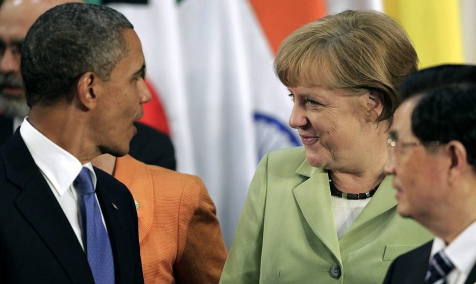 JAV prezidentas Barackas Obama ir Vokietijos kanclerė Angela Merkel