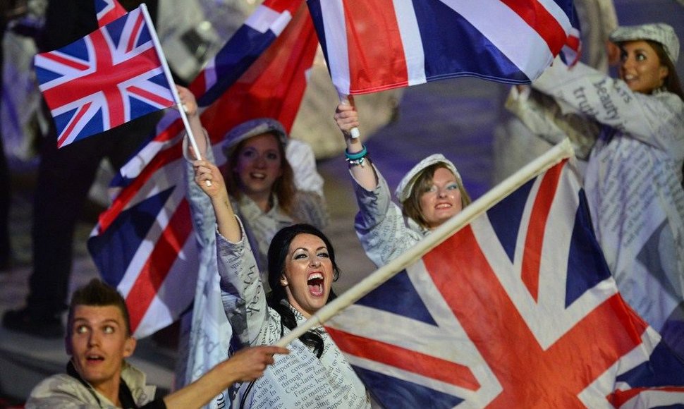 Londono olimpinių žaidynių uždarymo ceremonijos akimirka