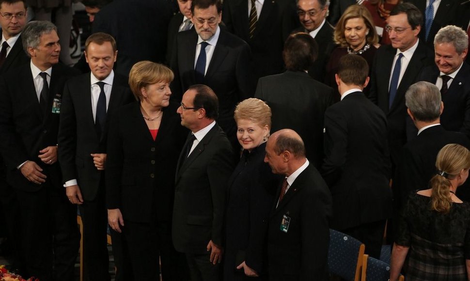 Prezidentė Dalia Grybauskaitė Nobelio premijų teikimo ceremonijoje