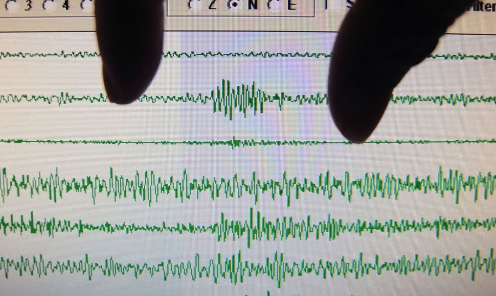 Taivano seismologijos centre rodoma diagrama, kurioje matyti seisminis aktyvumas per Šiaurės Korėjos branduolinį bandymą.