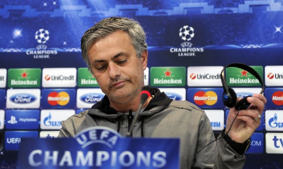 Madrido „Real“ treneris Jose Mourinho spaudos konferencijoje 