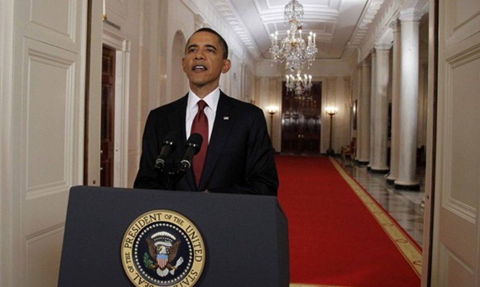 JAV prezidento Baracko Obamos pranešimas per televiziją apie nukautą Osamą bin Ladeną.