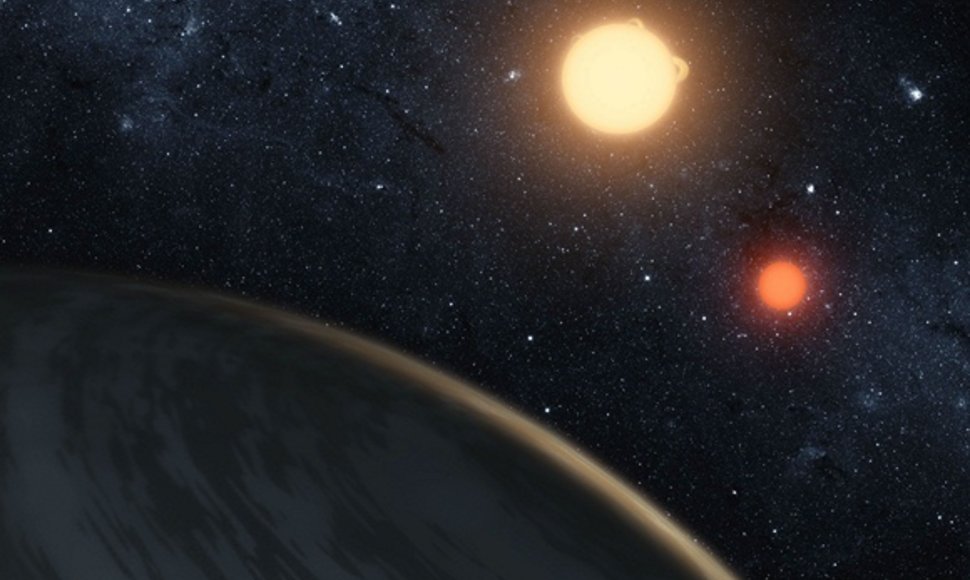 Matomos dvi saulės planetos „Kepler-16b“ horizonte
