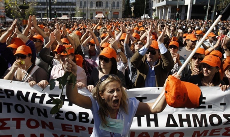 Minia protestuotojų Atėnuose