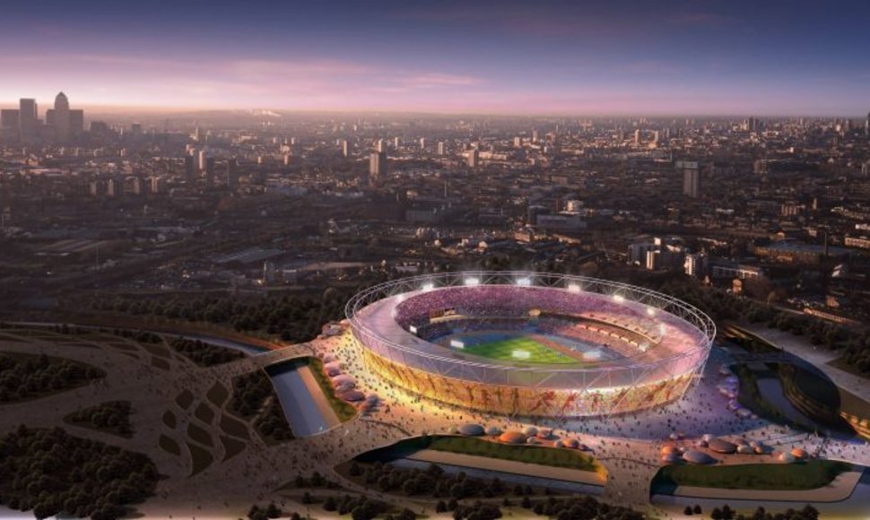 Kompiuterinis olimpinio Londono stadiono vaizdas
