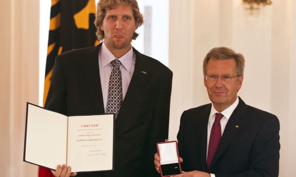 Dirkas Nowitzkis ir Vokietijos prezidentas Christianas Wulffas 