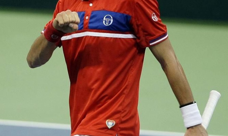 Serbas Novakas Djokovičius išlygino Daviso taurės finalo rezultatą.