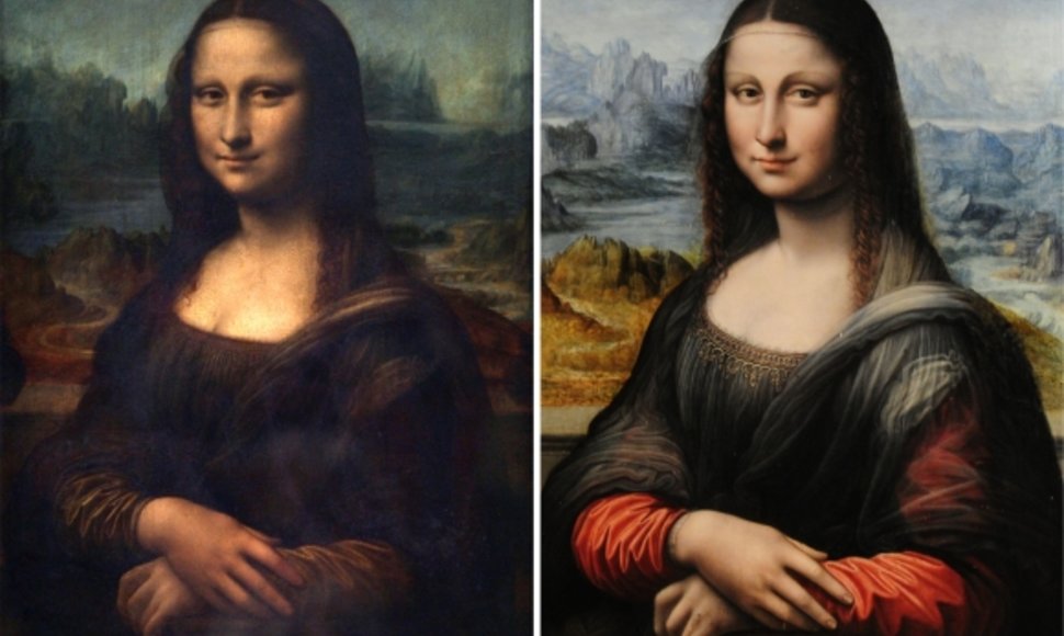 „Mona Lisa“ kairėje ir „jaunesnė“ „Mona Lisa“ dešinėje