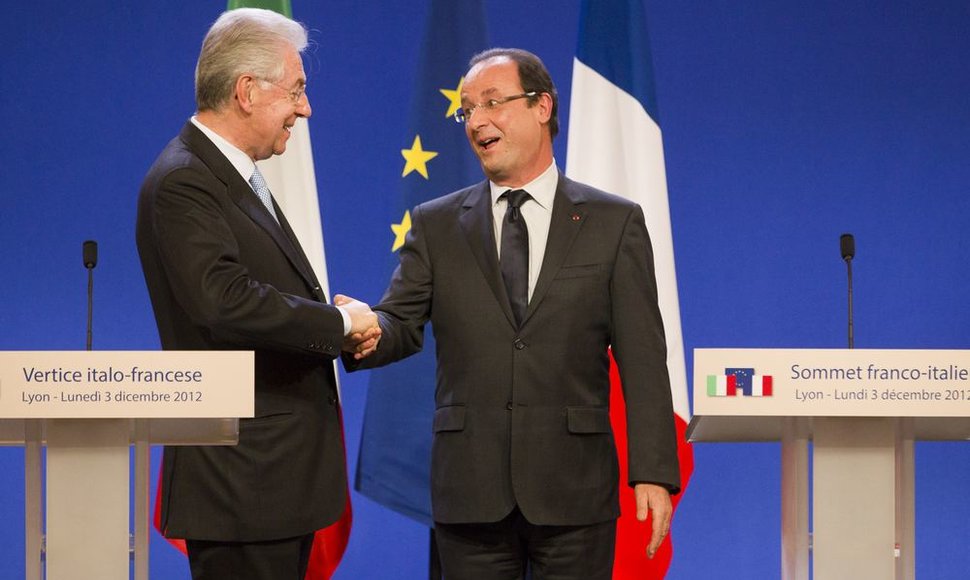 Francois Hollande'as ir Italijos premjeras Mario Monti