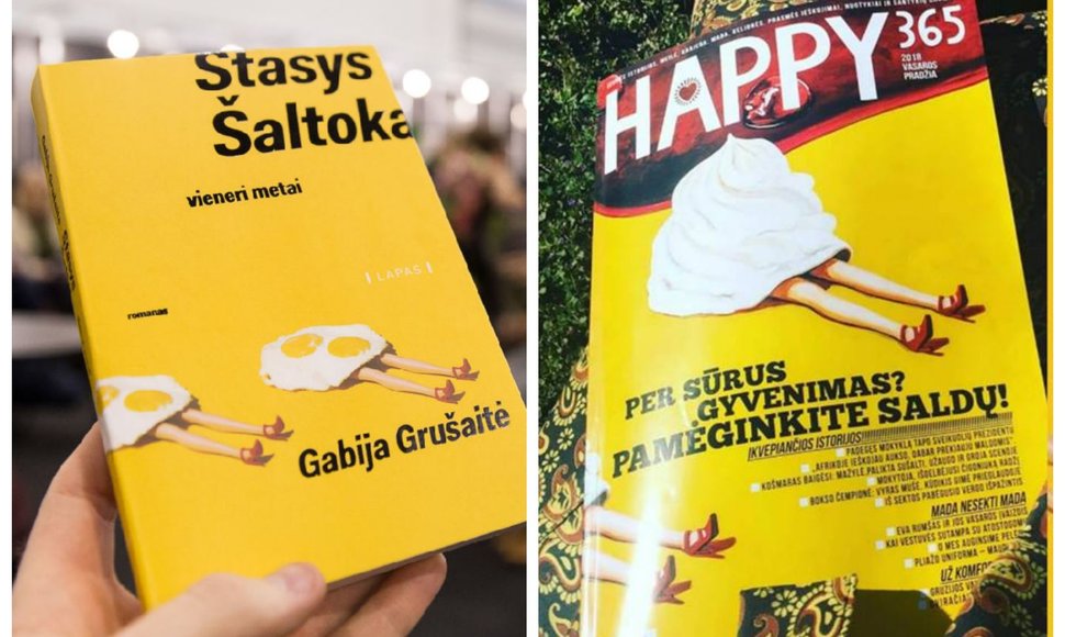 Gabijos Grušaitės knygos viršelis (kairėje) ir žurnalo viršelis