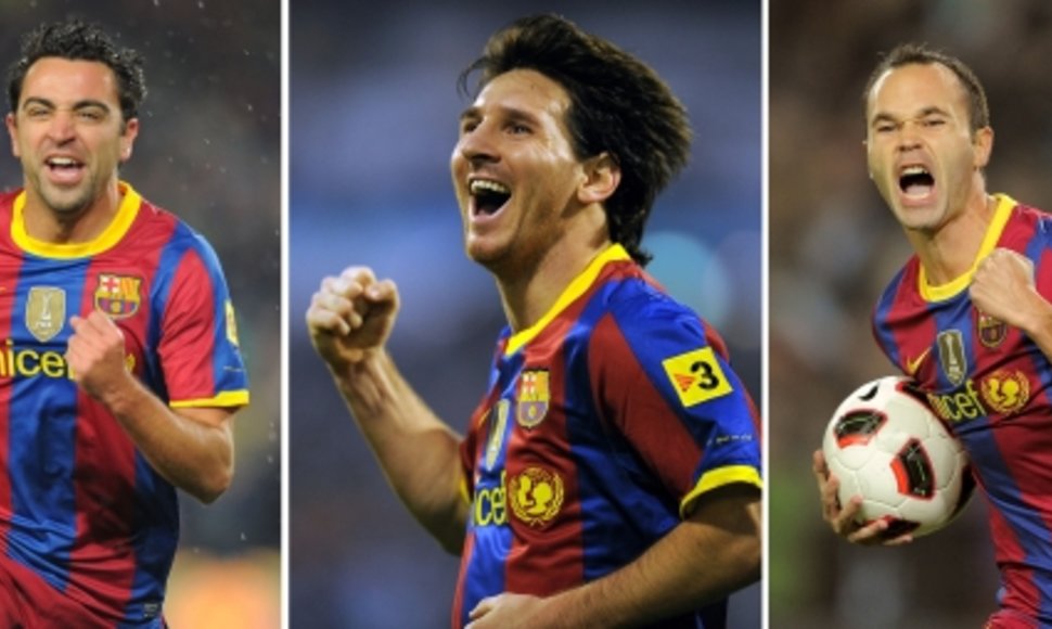 Xavi, L.Messi ir A.Iniesta
