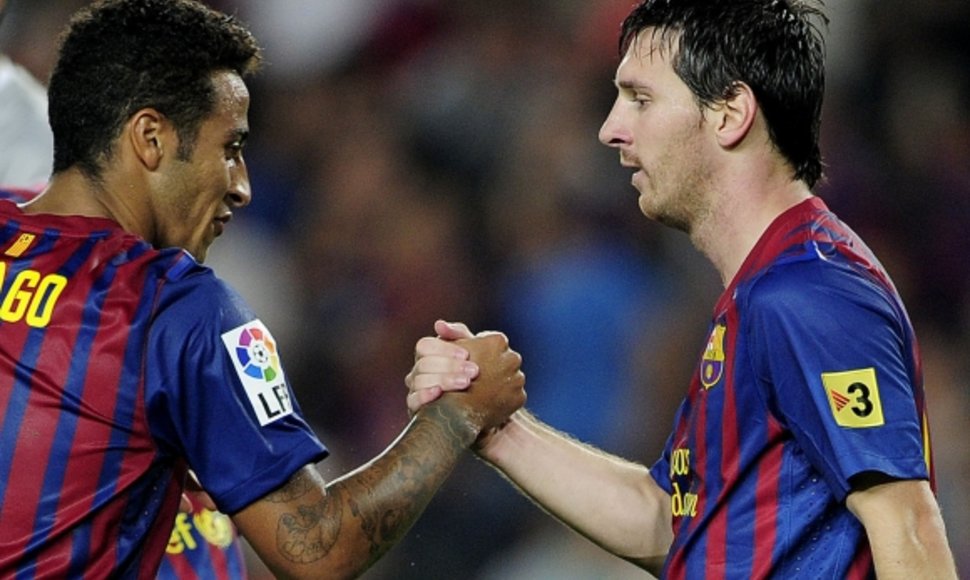 Thiago Alcantara (kairėje) ir Lionelis Messi