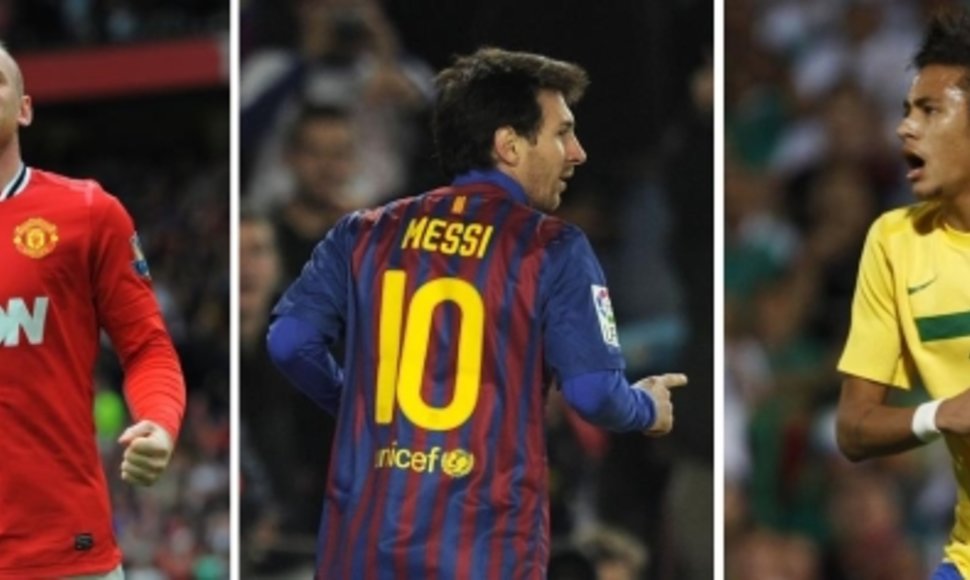 W.Rooney, L.Messi ir Neymaras