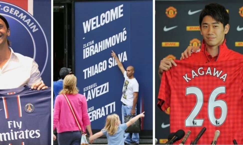 Zlatanas Ibrahimovičius, futbolo gerbėjai prie PSG būstinės bei Shinji Kagawa