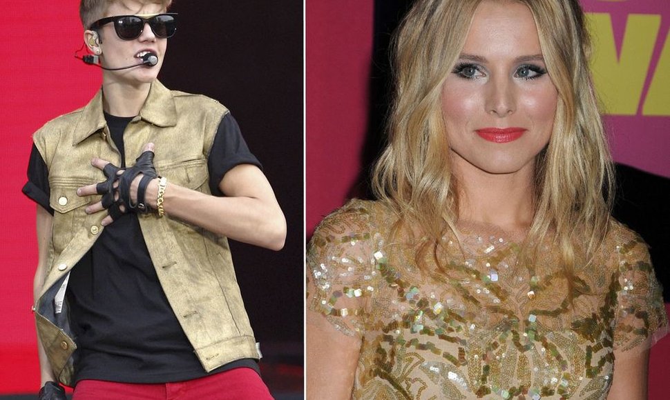 Justinas Bieberis ir Kristen Bell