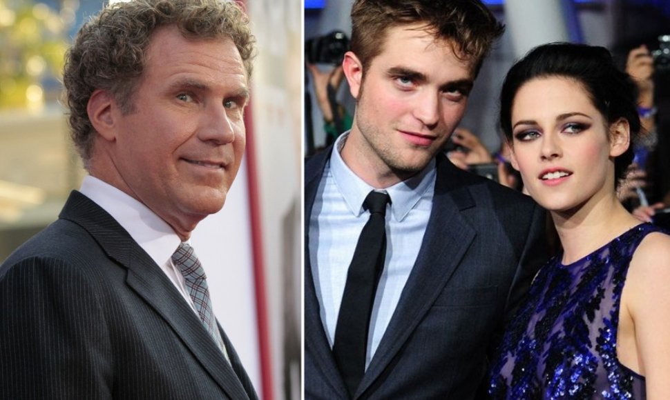 Willas Ferrellas pasišaipė iš Kristen Stewart ir Roberto Pattinsono meilės dramos