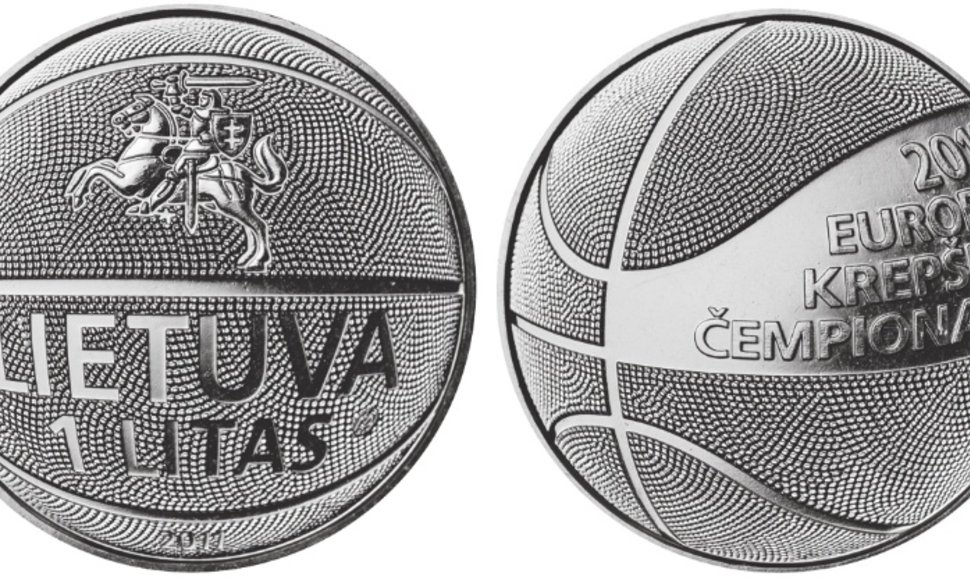 Kolekcinė 1 lito moneta, skirta krepšiniui