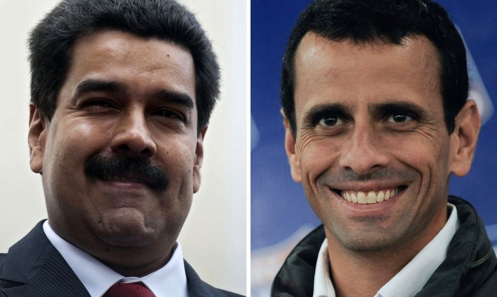 Kandidatai į Venesuelos prezidentus: Nicolas Maduro ir Henrique Caprilesas