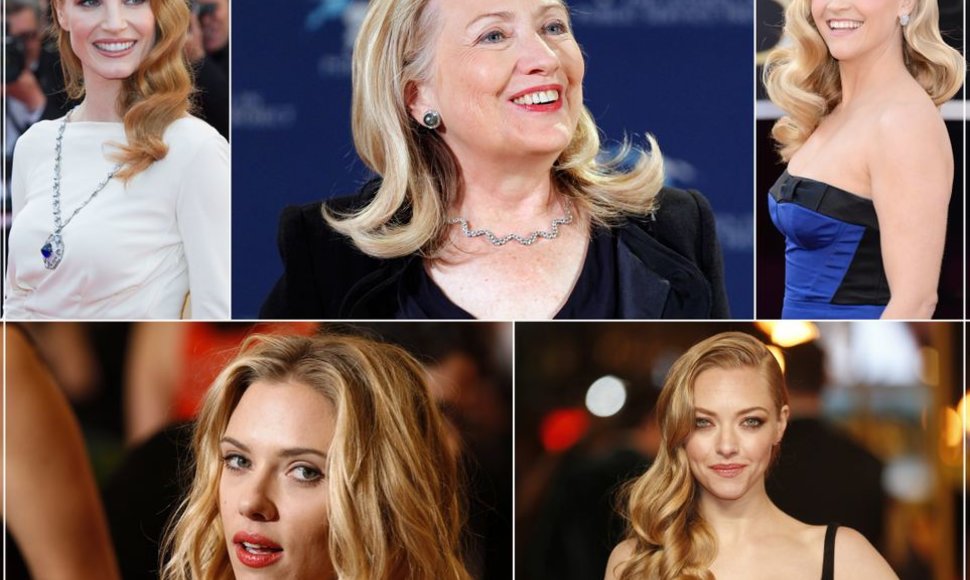 Jessica Chastain, Hillary Clinton, Reese Witherspoon, Scarlett Johansson ir Amanda Seyfried