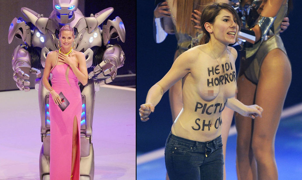 Heidi Klum televizijos šou „Germany's Next Top Model“ pertraukė „Femen“ aktyvistė