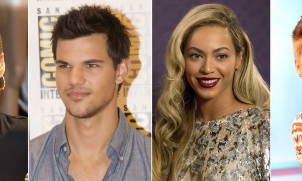 Rihanna, Tayloras Lautneris, Beyonce ir Justinas Bieberis