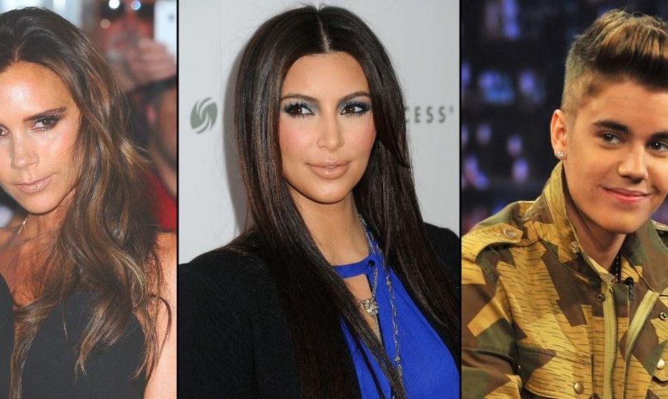 Victoria Beckham, Kim Kardashian ir Justinas Bieberis