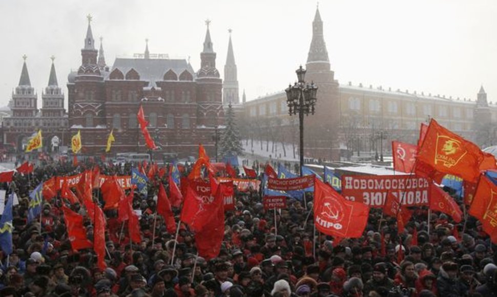 Maskvoje vyksta komunistų mitingas už sąžiningus rinkimus