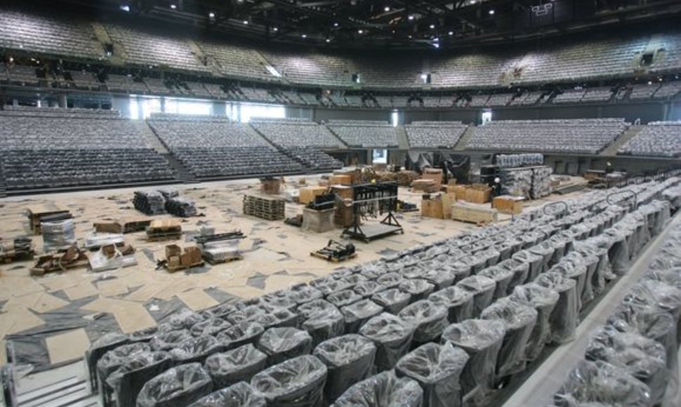 Kauno arenoje sumontuotų kėdžių gali nelikti prieš pat pabaigtuves. 