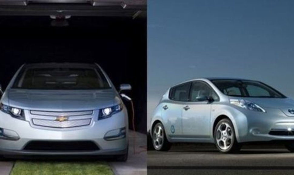  „Nissan Leaf“ ir „Chevrolet Volt“