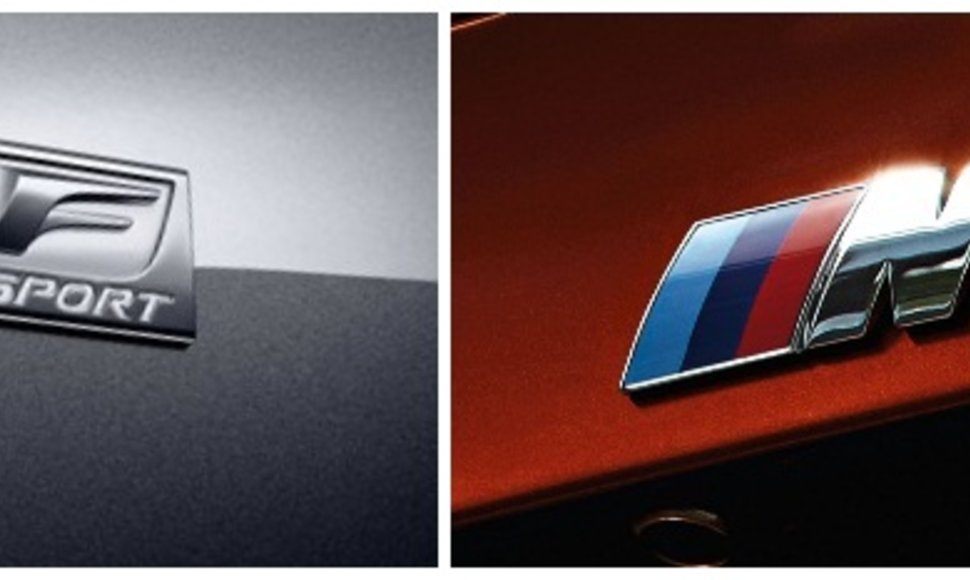„Lexus F Sport“ ir BMW M ženklai