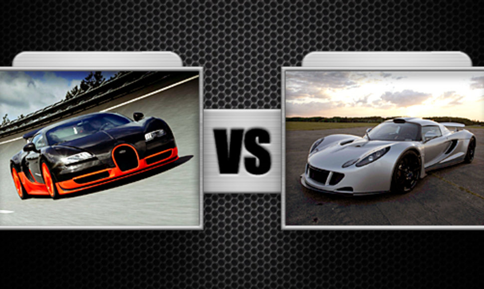 Kova Nr. 4 „Bugatti Veyron Super Sport“ ir „Hennessey Venom GT“