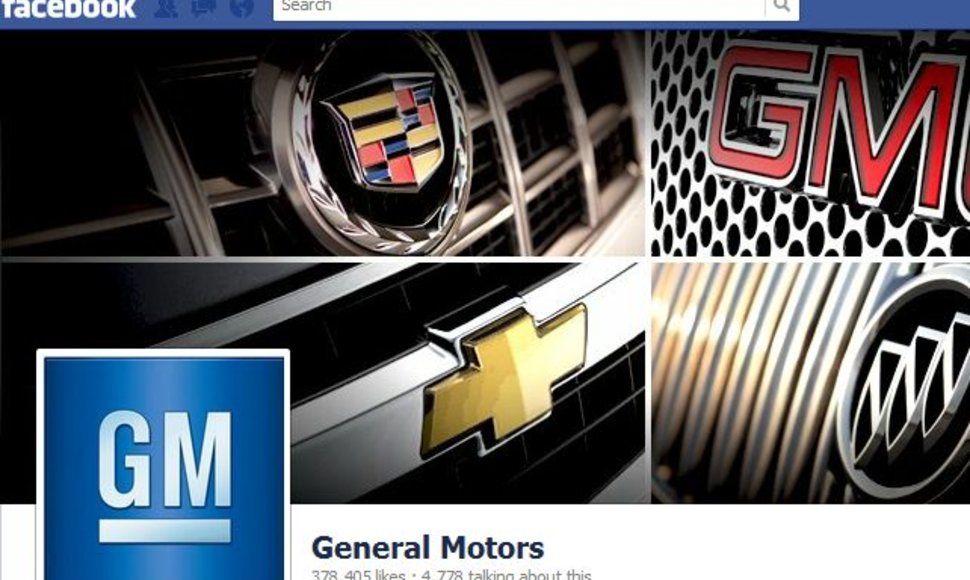 „General Motors“ puslapis feisbuke
