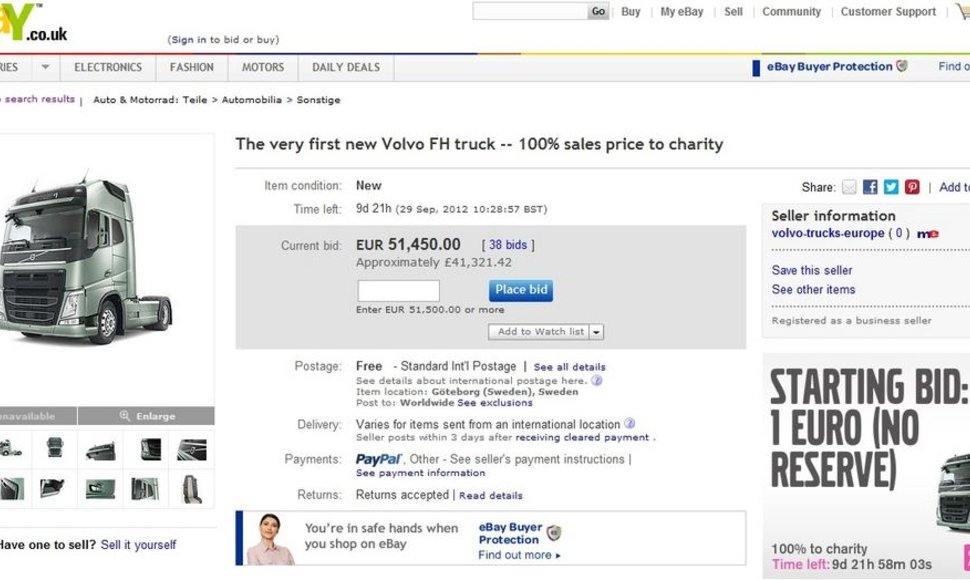 „Volvo FH“ aukcione