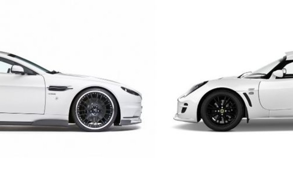 „Aston Martin V8 Vantage“ ir „Lotus Exige“