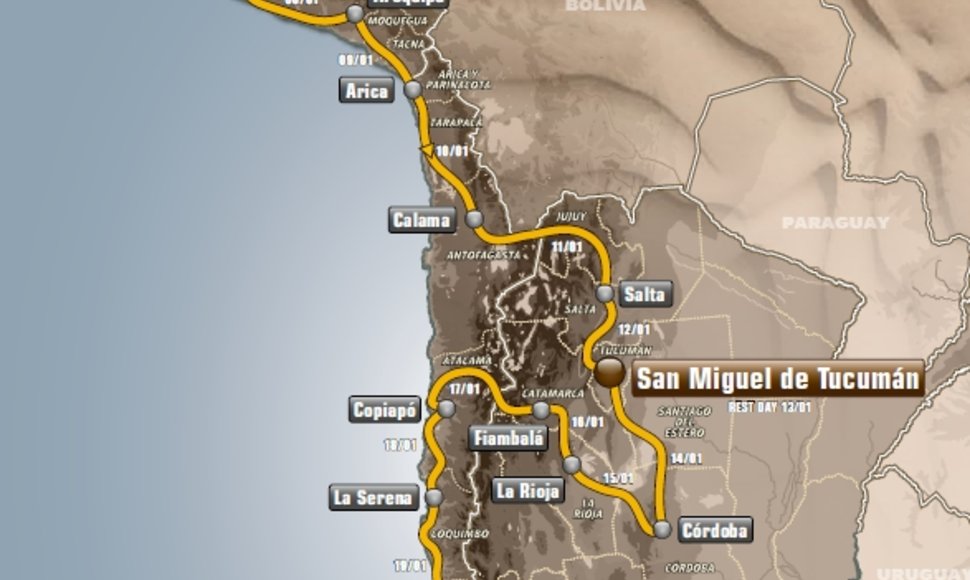 Dakaro ralio žemėlapis