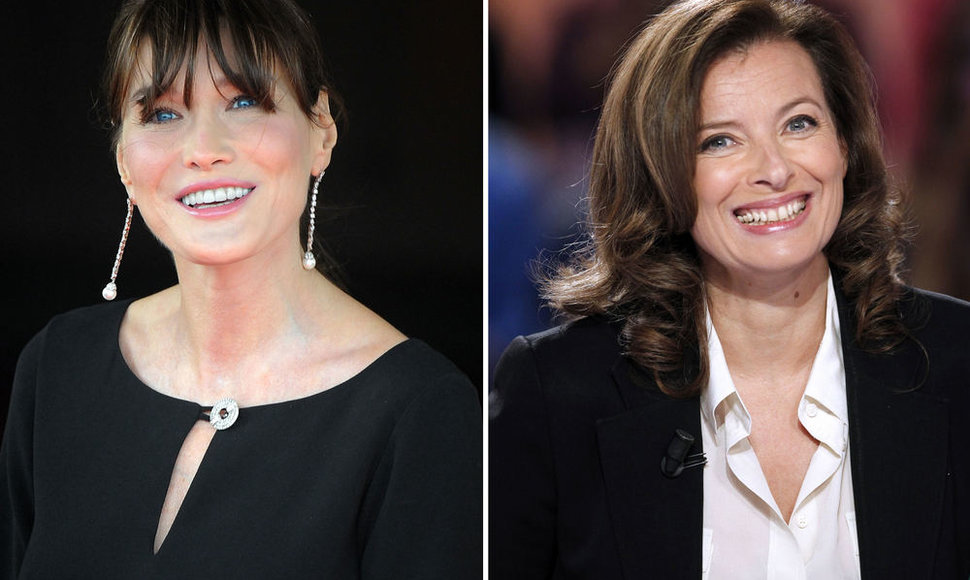 Carla Bruni-Sarkozy (kairėje) ir Valerie Trierweiler 