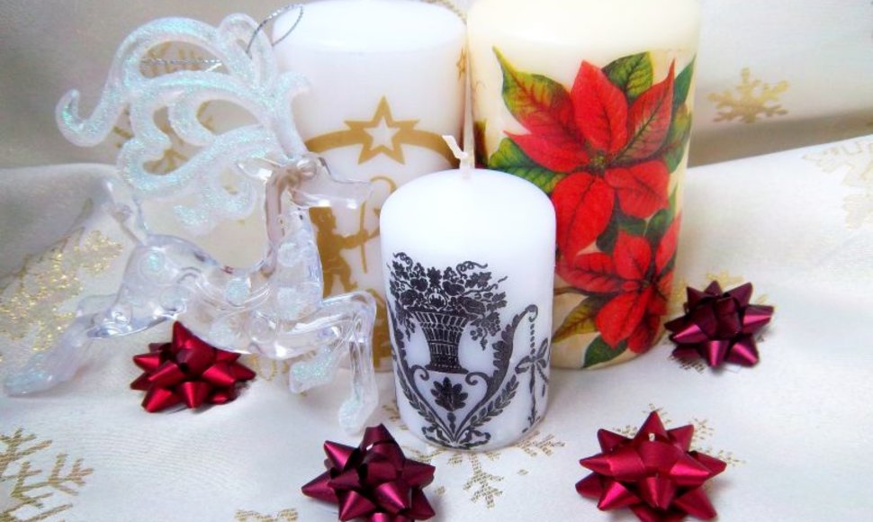 Kalėdų dovanos idėja – dekoruota žvakė