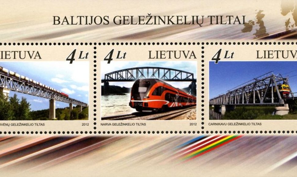 Lietuvos, Latvijos ir Estijos išleistas pašto ženklų blokas „Baltijos geležinkelio tiltai“