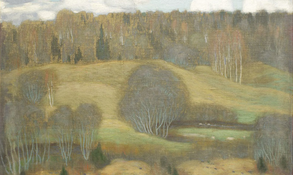 XXVI-ojo Vilniaus aukciono rinkinio ryškiausiu akcentu tapo pirmą kartą viešai pristatytas raritetinis Petro Kalpoko (1880-1945) 1904 metų peizažas. 