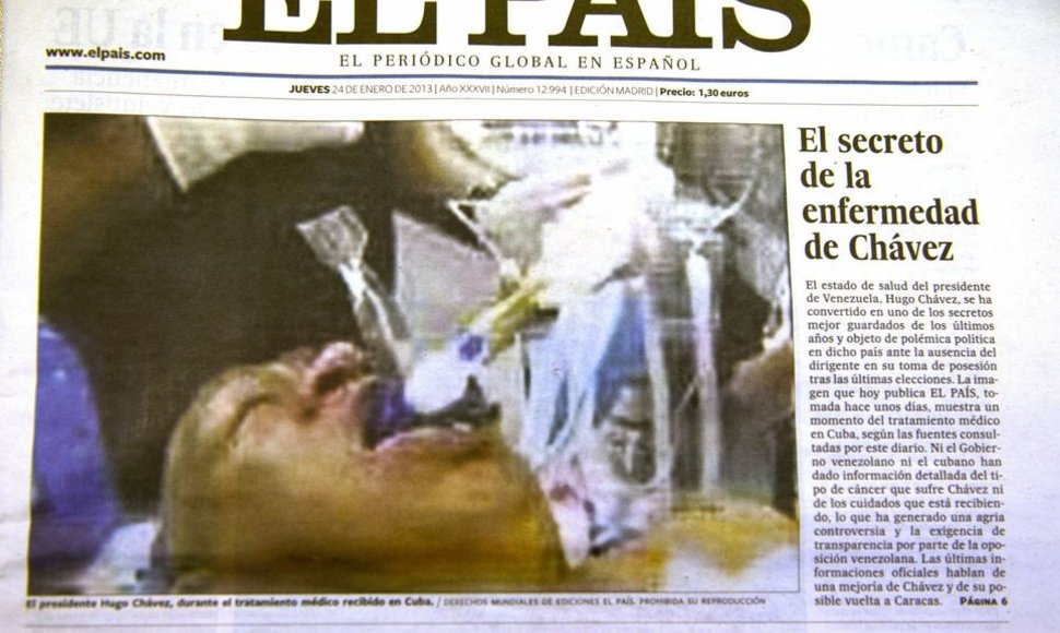 Ispanų laikraštyje „El Pais“ publikuota suklastota sergančio Hugo Chavezo nuotrauka