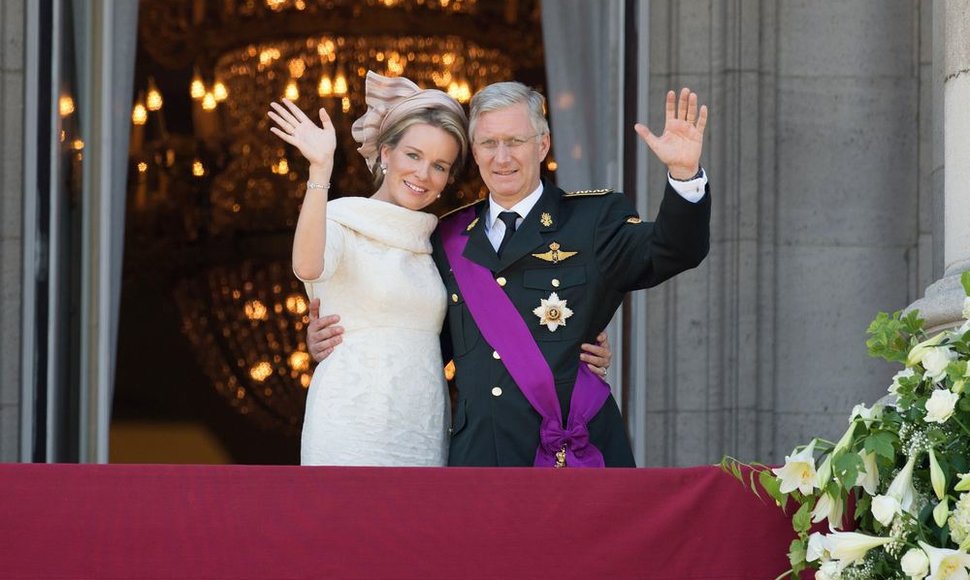 Belgijos karalius Philippe'as su žmona Mathilde