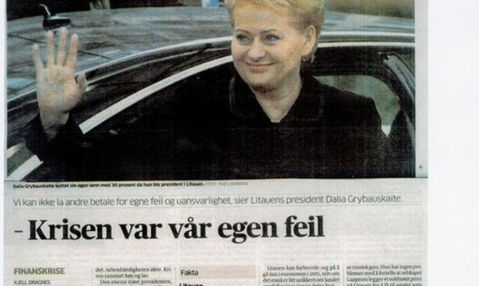 Dalios Grybauskaitės interviu Norvegijos dienraščiui „Aftenposten“