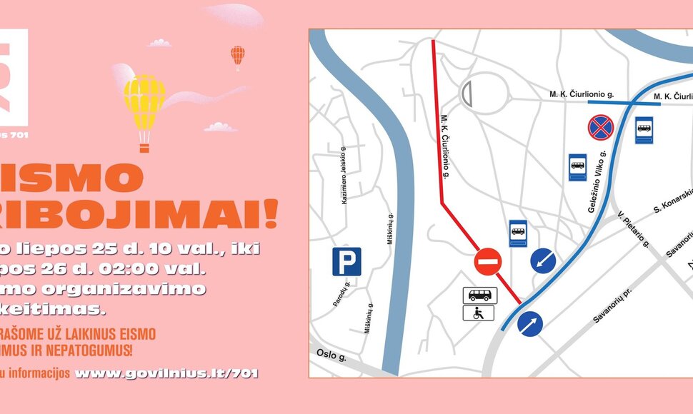 Eismo ribojimai &bdquo;Jaunas kaip Vilnius&ldquo; metu