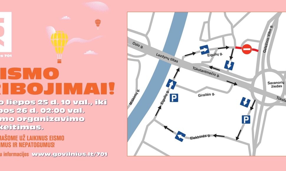 Eismo ribojimai &bdquo;Jaunas kaip Vilnius&ldquo; metu