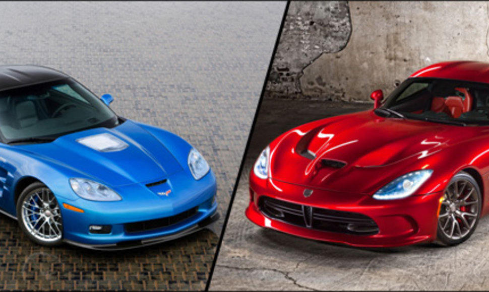 „Chevrolet Corvette ZR-1“ ir „Chrysler SRT Viper GTS“