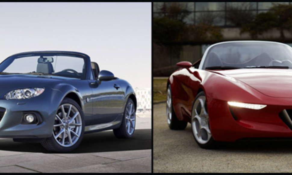 „Mazda MX-5“ ir „Alfa Romeo 2uettottanta Concept“