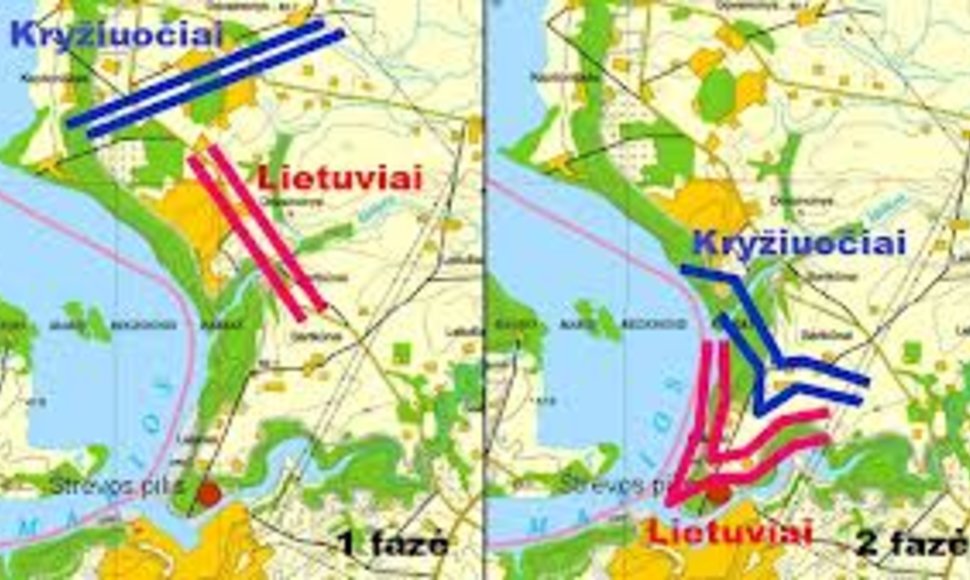 Lietuvos ir Kryžiuočių kariuomenės pozicijos Strėvos mūšyje