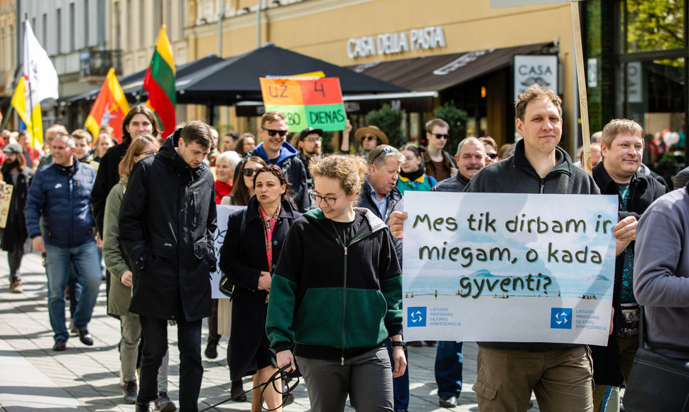 Profesinių sąjungų eitynės Laisvės alėjoje Kaune