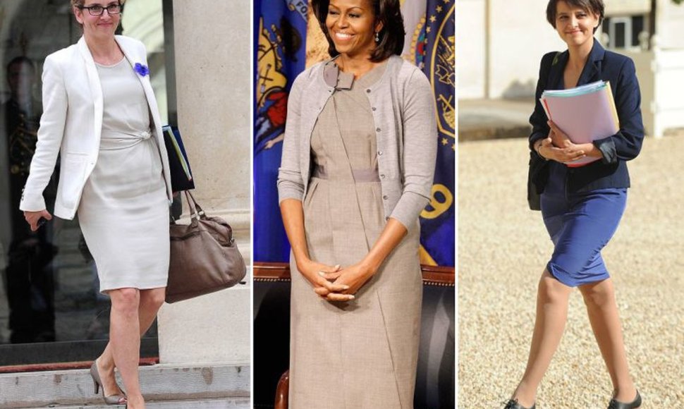 Klasikinis stilius (iš kairės į dešinę: Delphine Batho, Michelle Obama, Najat Vallaud-Belkacem)