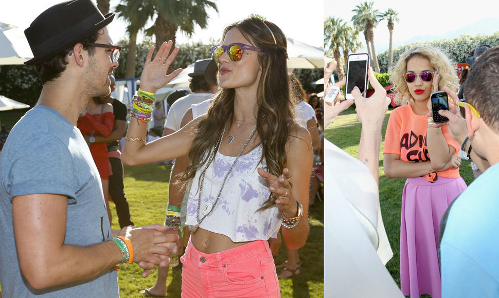 „Coachella“ festivalyje galima išvysti daugybę įžymybių. Iš kairės: supermodelis, apatinio trikotažo „Victoria‘s Secret“ veidas Alessandra Ambrosio. Dešinėje: dainininkė Rita Ora. 